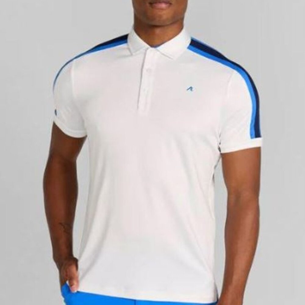 NWT Redvanly Men's Sevigne Polo Golf Shirt - Bright White - R2512B - Size Medium